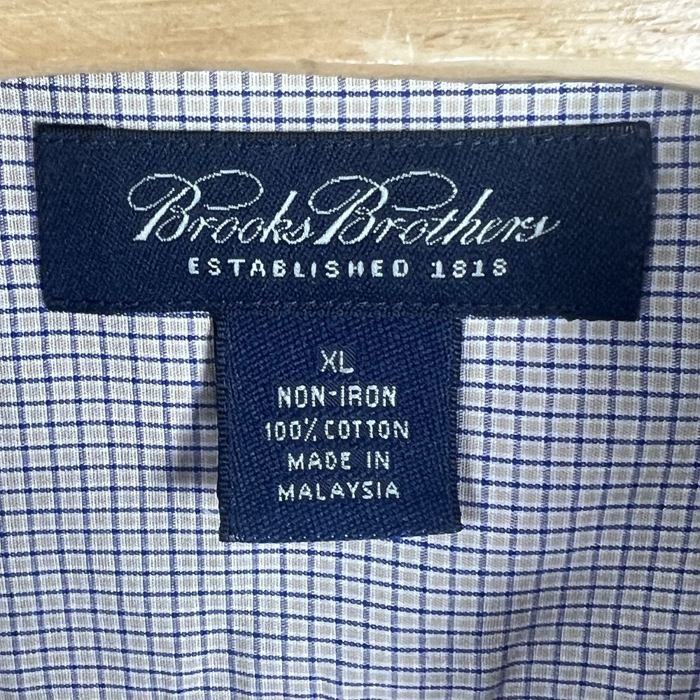 Brooks Brothers Men XL Cotton Non-Iron Check Button Down Long Sleeve Shirt - Picture 4 of 4